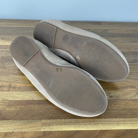 Lucky Brand Morissie Suede Loafer Almond Toe Slip On Leather Tan Women's 6.5 - Picture 5 of 7